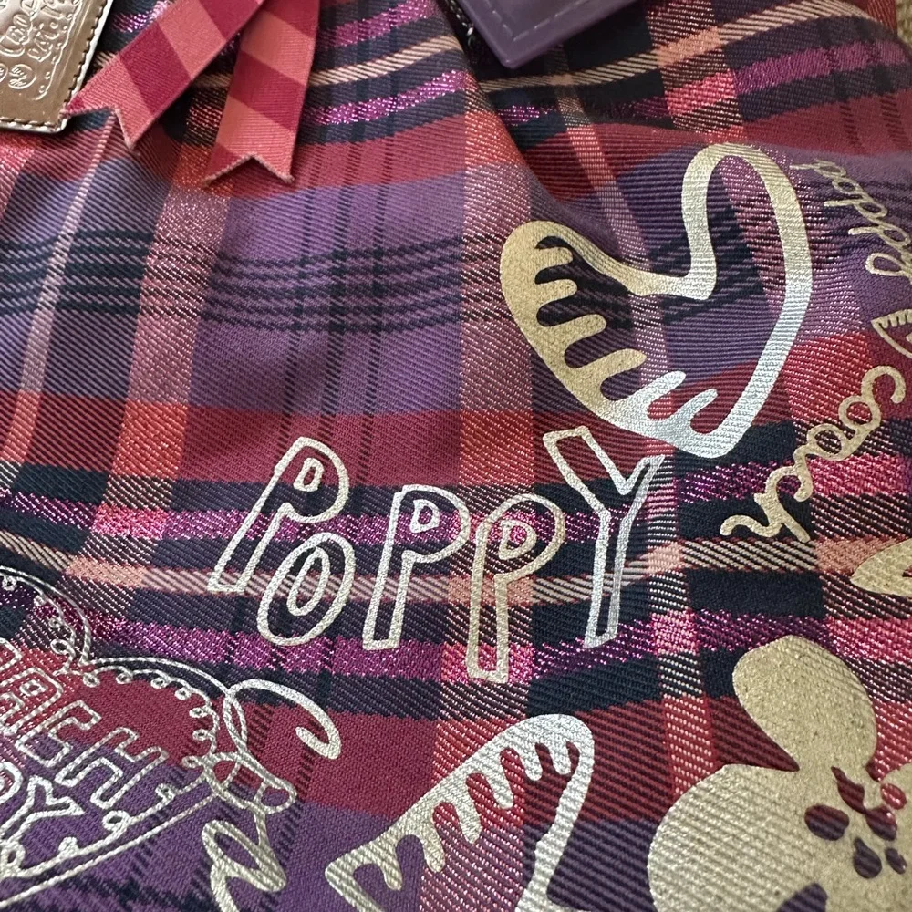 Coach Tartan Plaid Glam Tot Pink & Purple Poppy &  5 Hang Tags -‎ Collectible